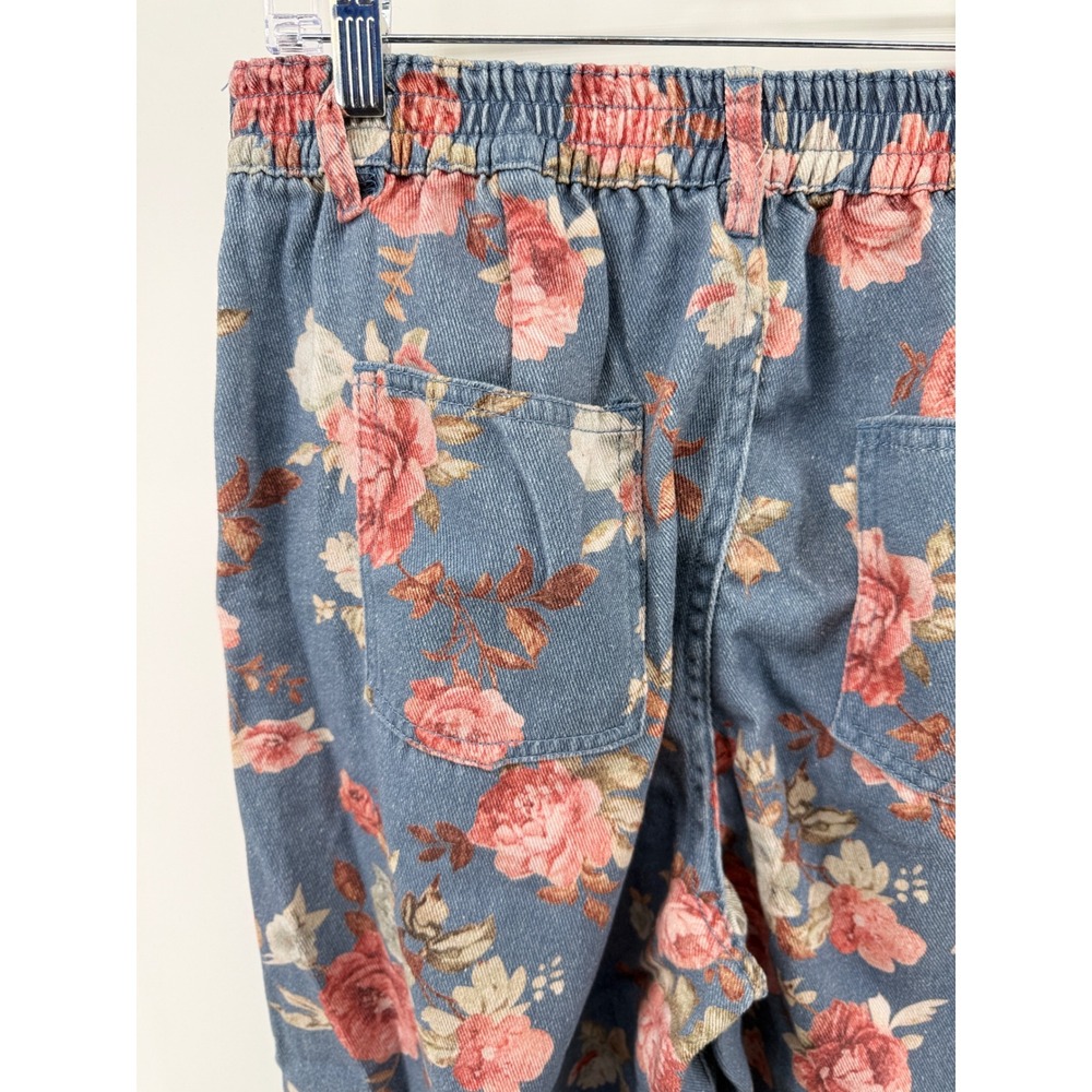 Loveimgs Women Blue Floral Denim Wide Leg Pants High Rise NWT Size Large - Picture 3 of 10